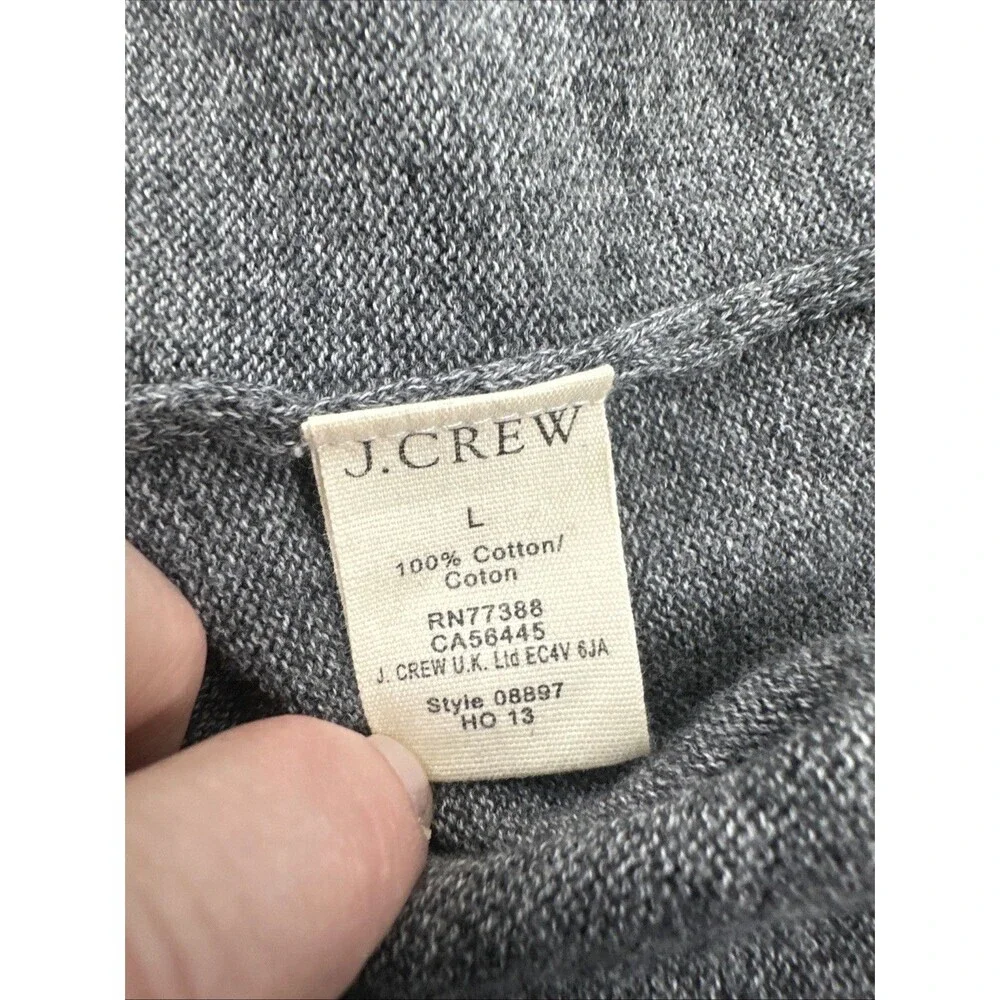 J Crew Boyfriend Cardigan Sweater Lightweight Gray Button V-Neck Patch Pockets L
